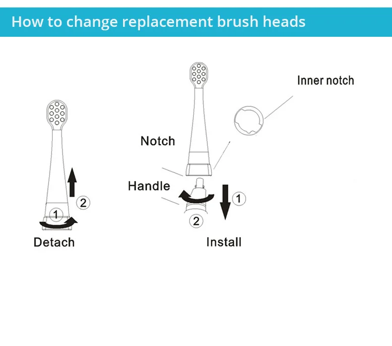 8Pcs Seago Replacement Toothbrush Heads SG-831/832 Soft Bristle Gum Care for Seago Child Electric Toothbrush SG977/EK6/EK7/SG513