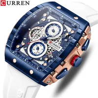 CURREN WristWatch Waterproof Chronograph Men Watch Top Brand Luxury White Silicone Original Male Clock All Clear Low Price 8442