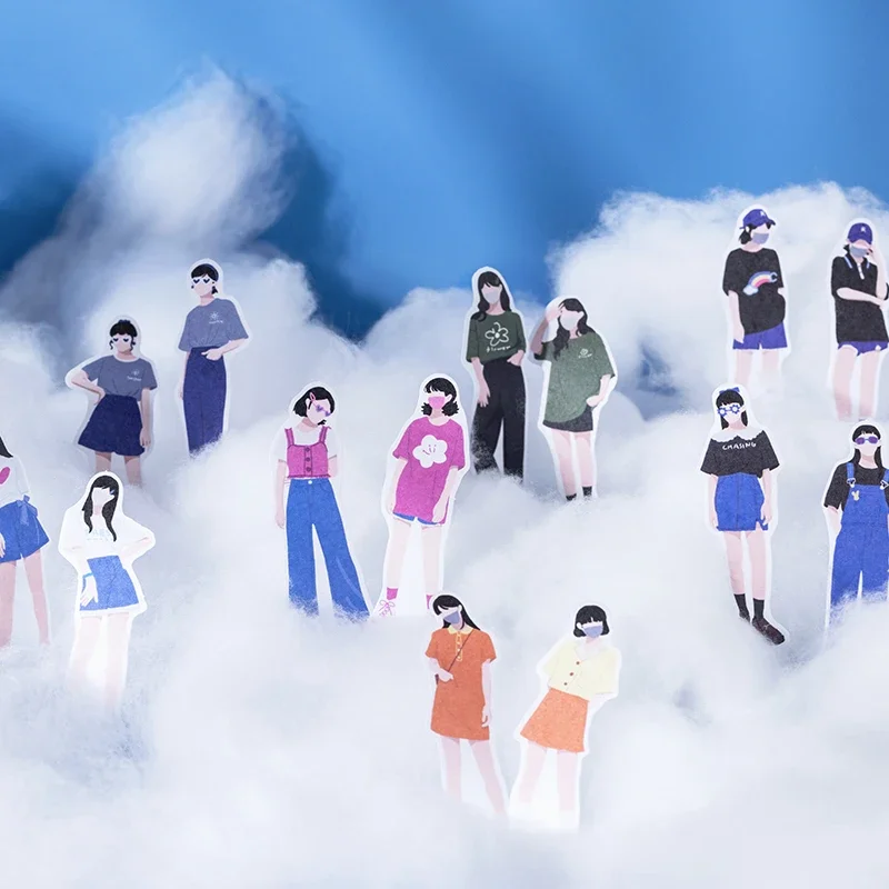 

50 листов бумажных наклеек в упаковке, Молодежная записная книжка, мультяшный персонаж для девушек, материал для учетной записи, наклейки для склеивания