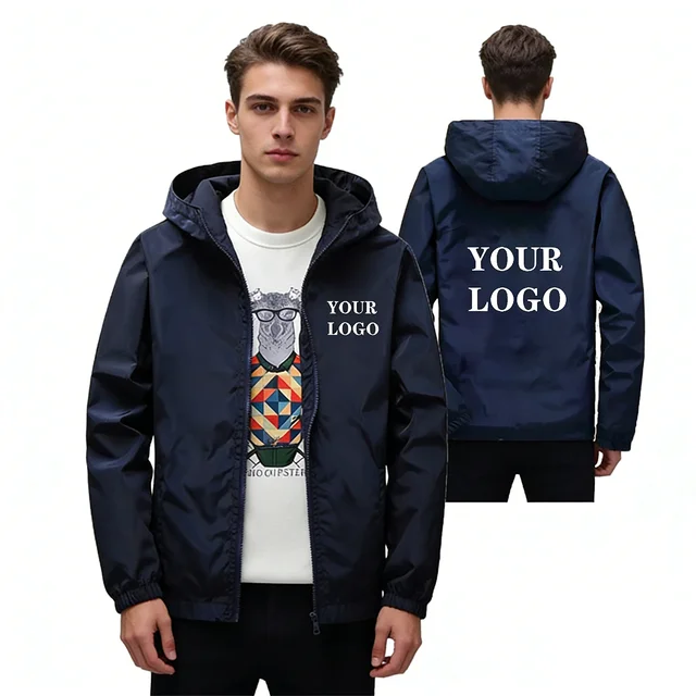 Customized logo: Spring and Autumn jacket, waterproof windbreaker, casual wear, plus size 7XL, black outdoor sportswear 1