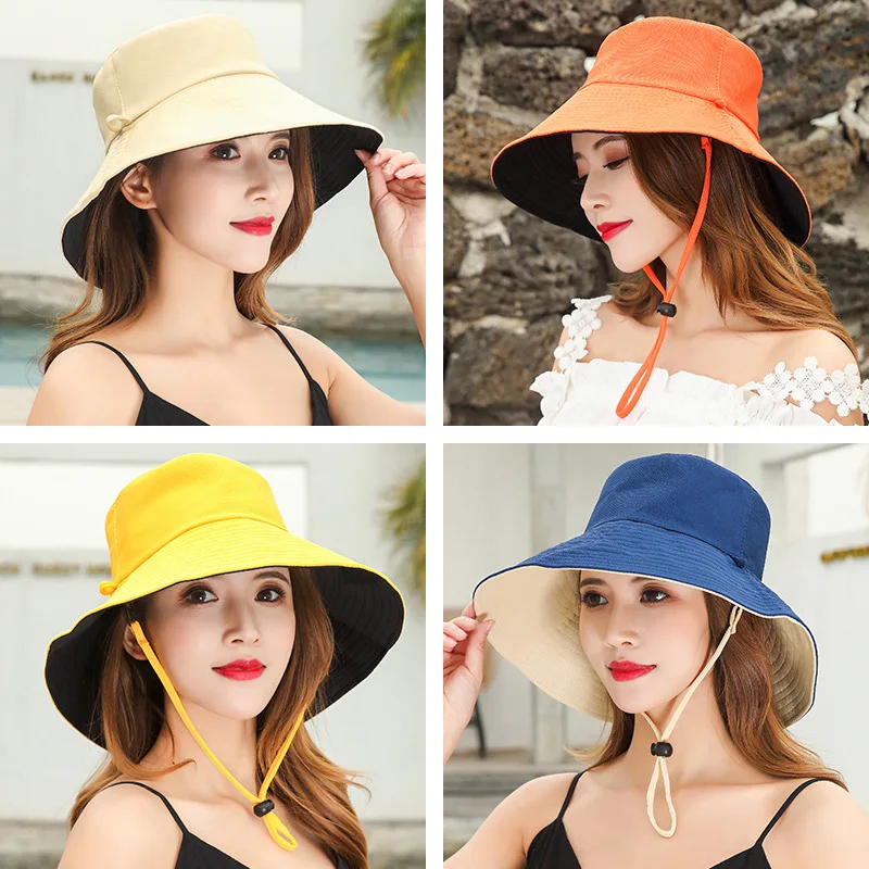 Sun Hat Women's Summer Face Cover Sunscreen Large Brim Sunshade Internet Celebrity Double-Sided And Versatile