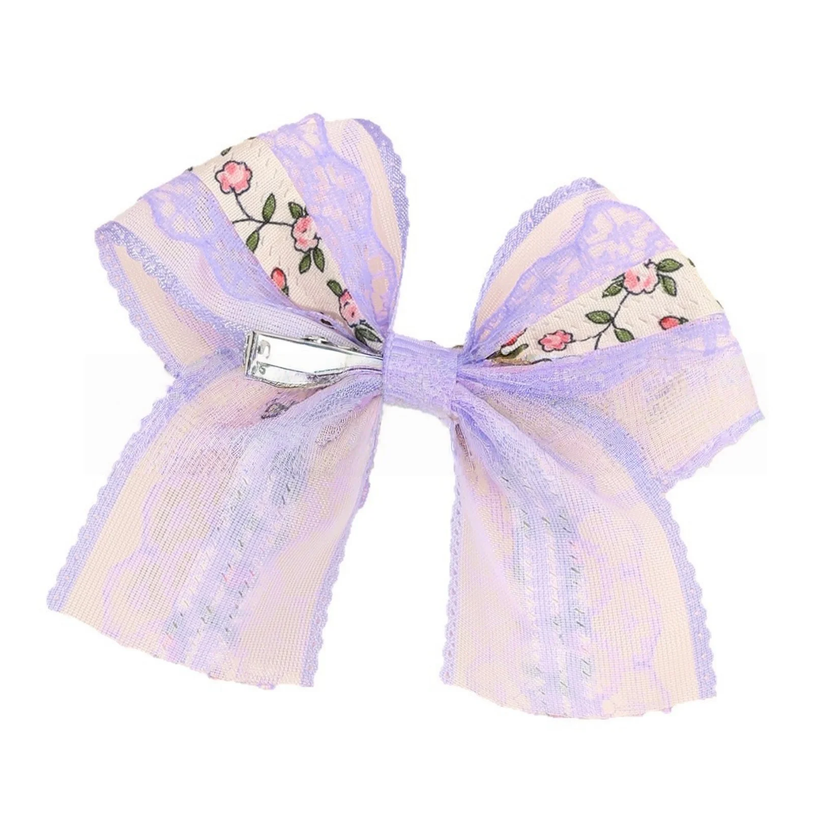 2PCS Floral Lace Bow Hair Clips for Girls,Pearl Accents, Cute Hair Accessories for Kids, Perfect for Daily & Party Looks