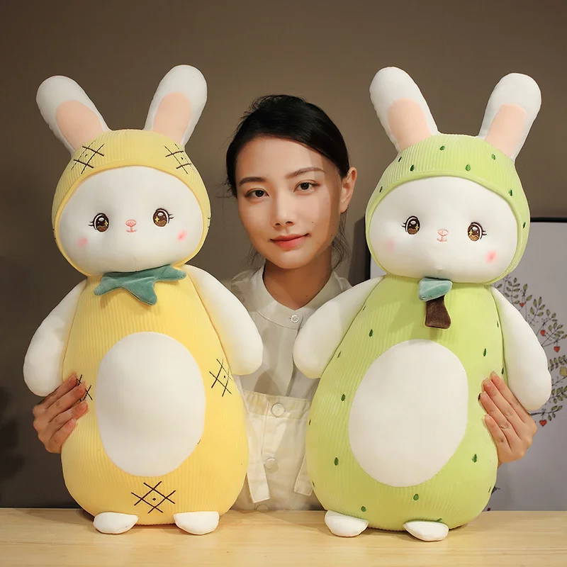 

Cute Fat Long Plush Animals Fruit Rabbit Toys Super Soft Stuffed Long Ears Bunny Dolls Baby Sleeping Pillow Nice Present