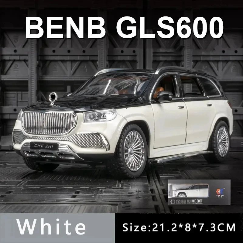 1:24 Alloy Car Model Sound And Light Pull Back Toy Car Suv Off-Road Vehicle Boy Collection Decoration for Benz Maybach Gls600 3