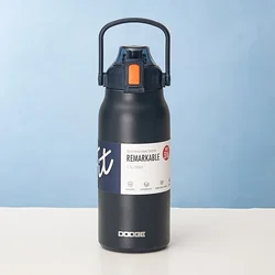 Large Capacity Stainless Steel Thermo Tumbler with Straw - Insulated Water Bottle for Hot and Cold Beverages (Navy blue)