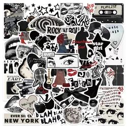 Retro Black and White Y2K Girls Vinyl Sticker Pack - 50 Unique Designs for Personalizing Laptops, Luggage, Guitars, and Skateboards (Multicolor)
