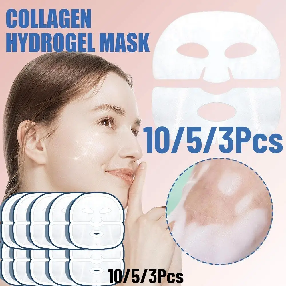 Mascarilla Facial desechable de colágeno para mujer, máscara Facial hidratante profunda, de tela suave con colágeno, proteína E hidrogel, 10/5/3 piezas