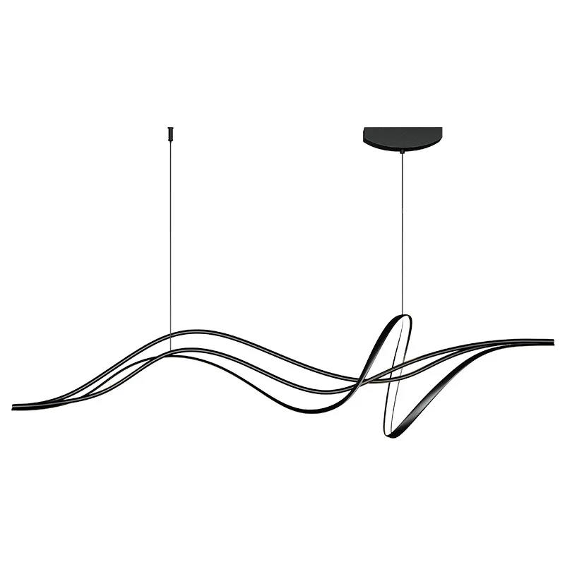 Modern Lines Led Pendant Light for Restaurant Room  Dining Tables Kitchen Bar Counter Black Chandelier Home Decor Light Fixture