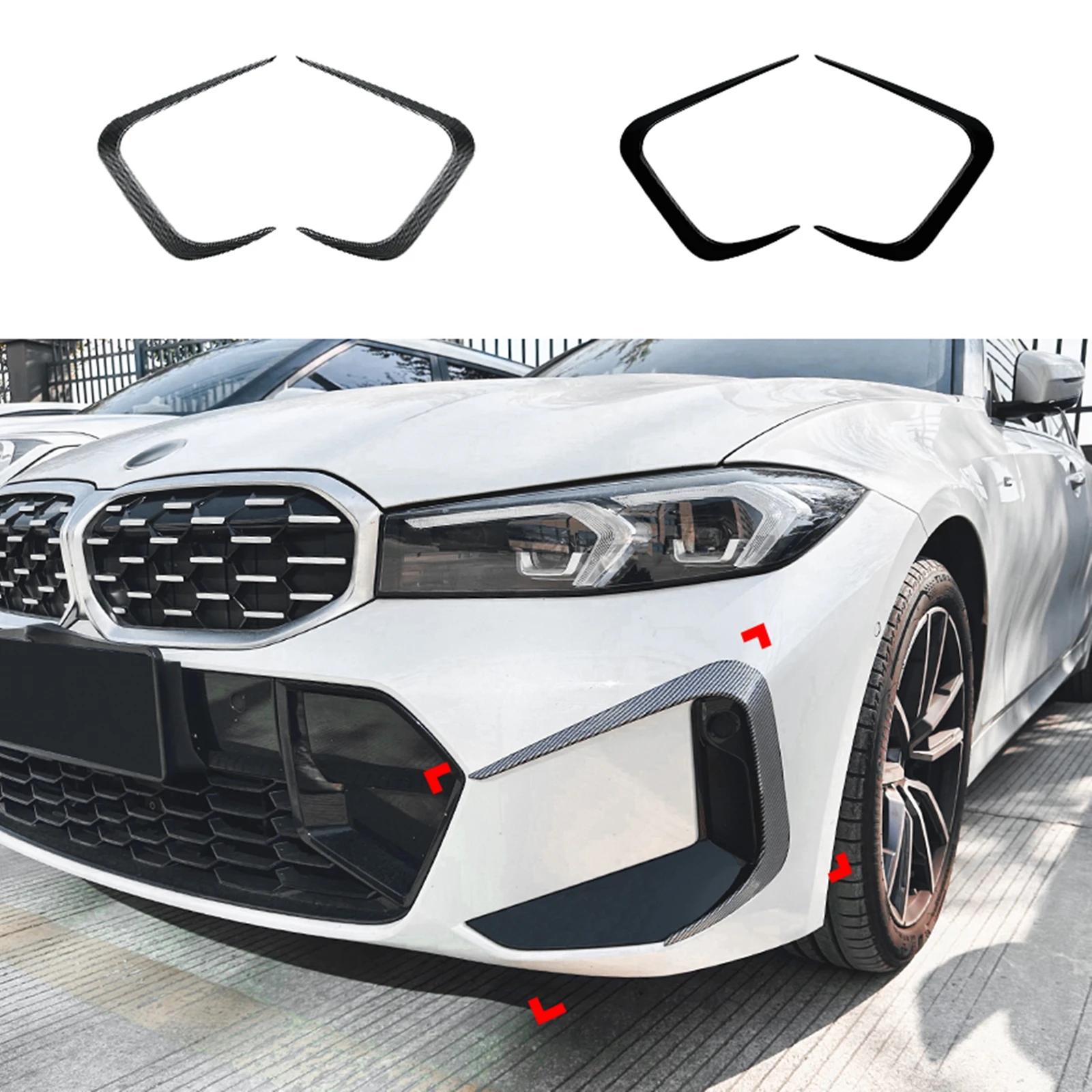 Paraurti Anteriore Laterale Air Vent Trim Per Bmw Serie 3 G20 G21 Lci 330I M340I M Sport 06.2023-Up Fendinebbia Telaio Di Aspirazione Copertura Splitt