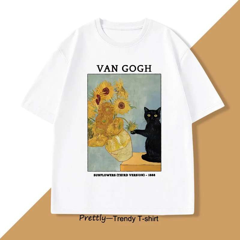 Van Gogh Sonnenblumen Druck T-Shirt Männer Frauen Vintage Harajuku Kurzarm T-stücke Casual Rundhals Baumwolle T-shirt Kleidung