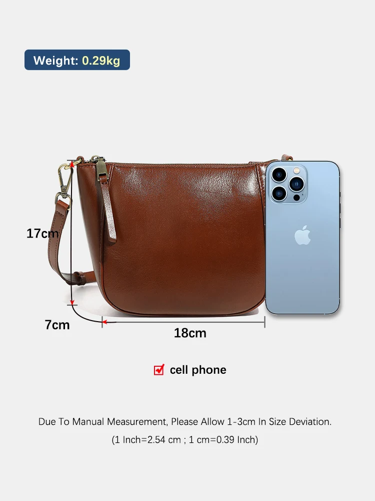 Zency Genuine Leather Small Handbag Crossbody for Ladies Retro Phone Purse Women's Shoulder Messenger Bags
