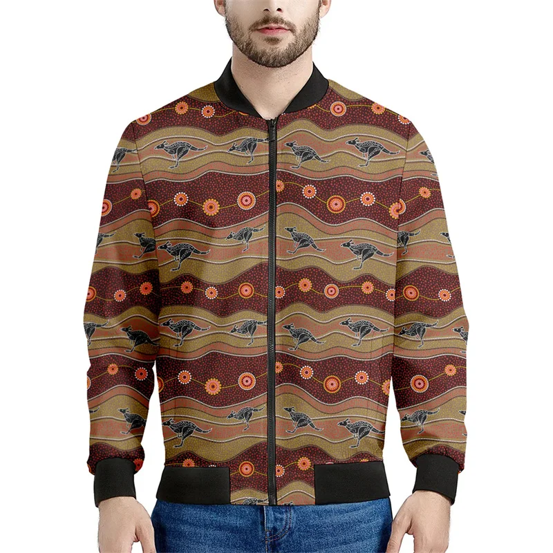 thumbnail image 1 of Chaquetas con cremallera con estampado aborigen australiano para hombre, abrigos con estampado 3D, chaquetas informales de calle, sudaderas con cremallera y manga larga, 1 of 5