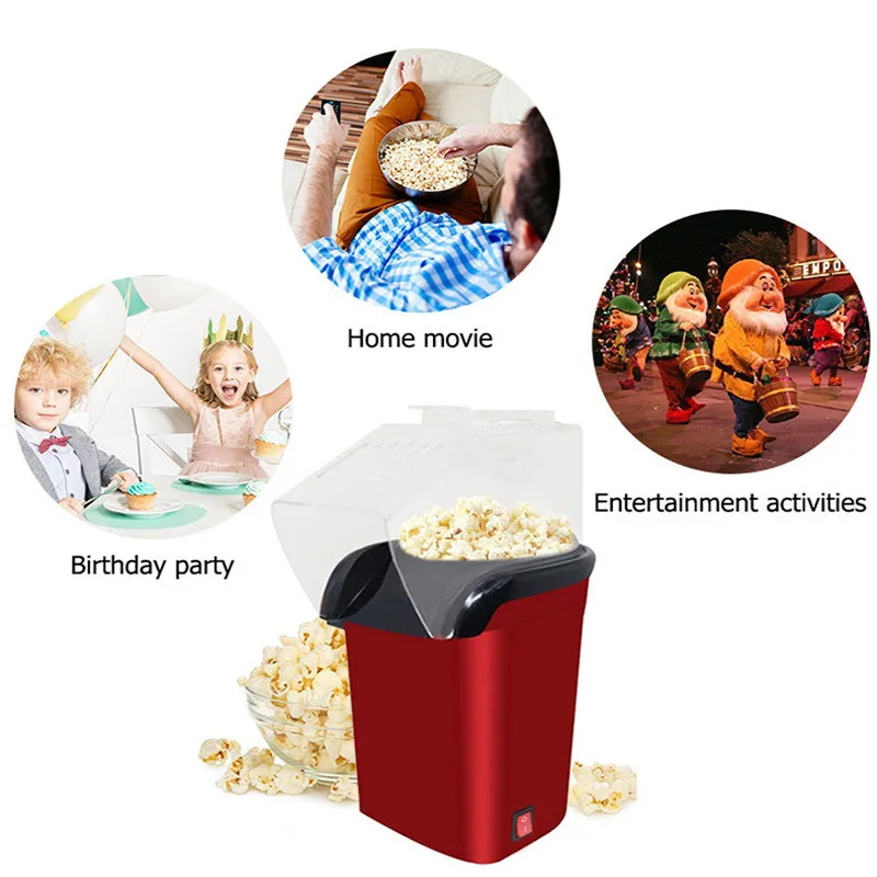 Mini Popcorn Maker Oil-free Air Corn Machine Automatic Household Kitchen Popcorn Machine for Kids Christmas Gift 1200W