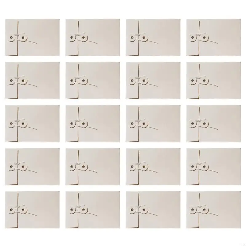 P0RC 20Pcs Paper Envelopes with String Tie Closure Project File Pocket Document Organizers for Office Folder Booklet Bag