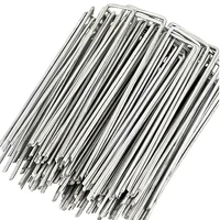 50-100pcs galvanized landscape staples, outdoor decorative stakes, anti weed barrier fabric anti rust staples, U-shaped tent