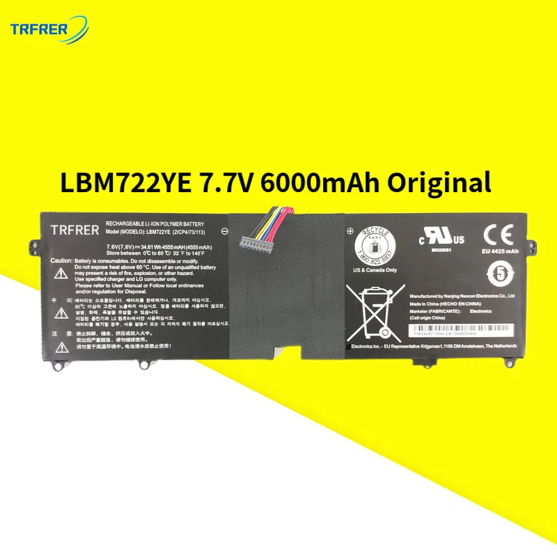 

ZDIUIU ​LBG722VH LBM722YE Battery 6000mAh 13Z940 14ZD950 15Z950 15ZD950 15Z960 new Laptop Battery Original