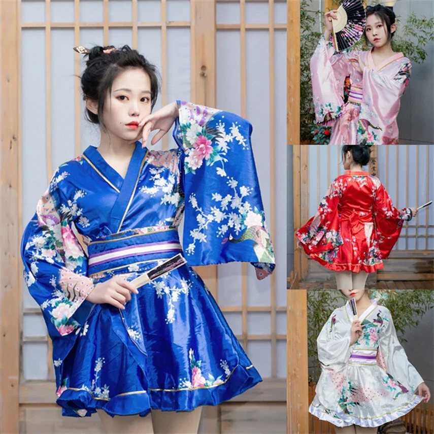 

Kimono Japanese for Women Kawaii Girls Yukata Haori Lolita Dress Party Yukata Dance Traditional Robe Floral Print Festival Stage