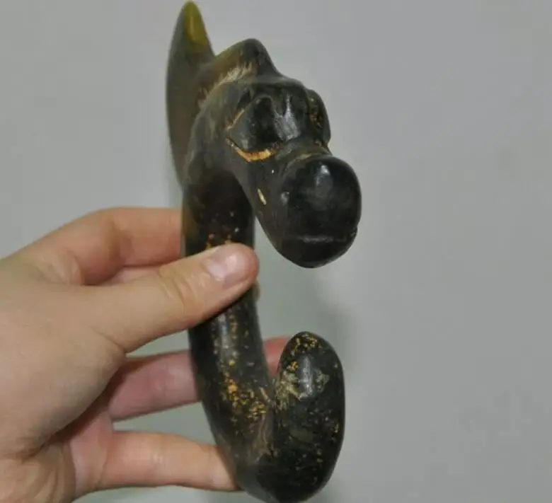 5"China Hongshan Culture old Jade carve sacrifice Feng Shui dragon hook statue 5