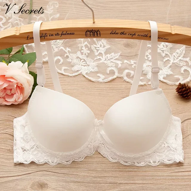 Sexy Push Up Bras Women Solid Wireless Lace Trim Lingerie One