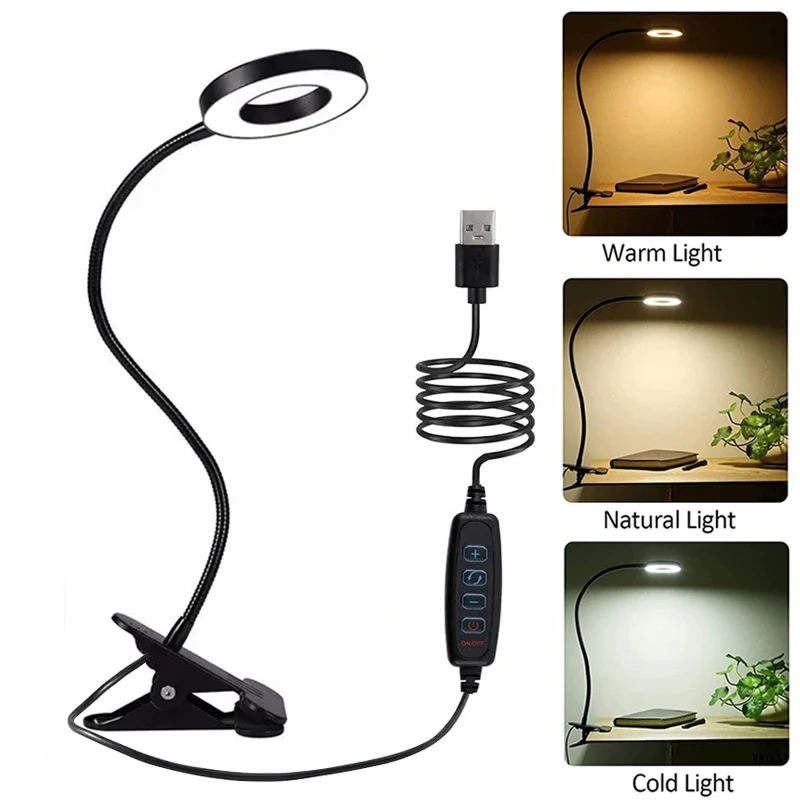 מנורת לילה ליד המיטה בעלת 3 צבעים ניתנים לכיוון, עם תאורת LED לקריאת ספרים וחיבור USB, מתאימה לחדר השינה או לשולחן העבודה