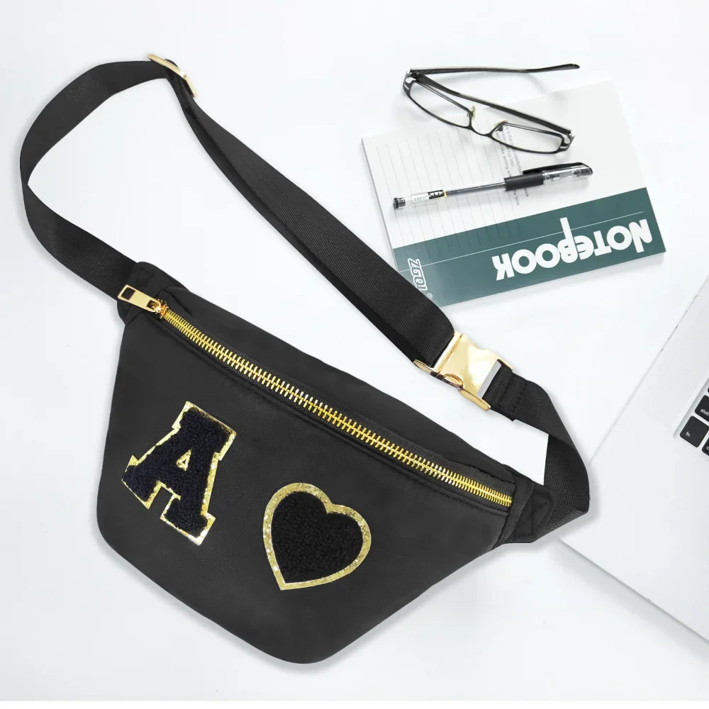 

Customized Nylon Waist Pack Women Fashion Cute Letter Patches Fanny Packs Ladies Simple Casual Hip Pouches Versatile Chest Bags