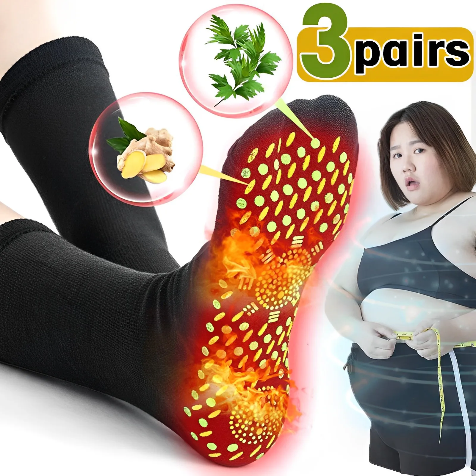 

1/3pairs Tourmaline Slimming Health Sock Elastic Thermal Self-Heating Sock Health Care Socks Short Sock Magnetic Therapy Sox