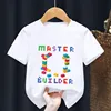 Master Builder Blocks Building Print Cartoon Kids T shirt Girls Summer Tops Baby Boys Clothes Children Short Sleeve T-shirts 4
