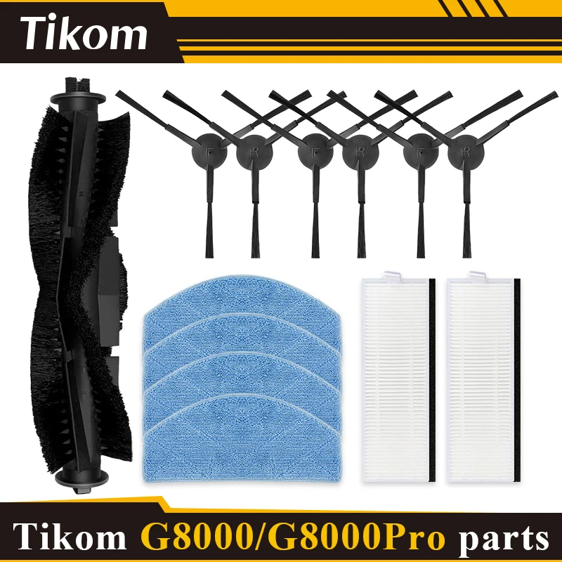 Tikom 진공 청소기 액세서리, 사이드 브러시 HEPA 필터, 세척 가능 걸레 교체 부품, G8000, G8000 프로, Honiture G20, G20 프로용