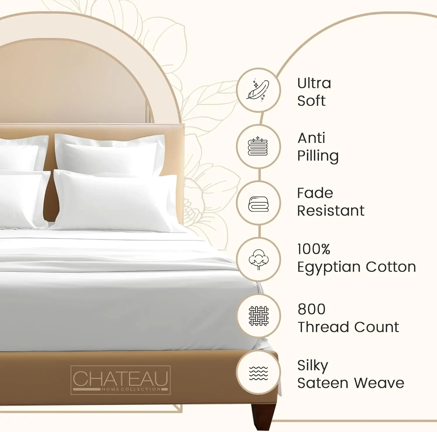 Egyptian Cotton Sheets for Queen Size Bed, Certified 800 Thread Count Queen sheet set, Luxury Sateen Weave Cotton Queen 6