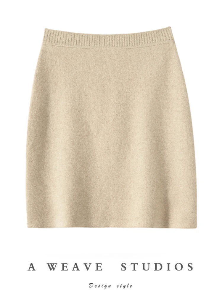 New Chic Women 100% Cashmere Mini Skirt Preppy Style Cashmere Knitted Skirt Autumn Winter Soft Warm Luxury Cashmere Dress 4