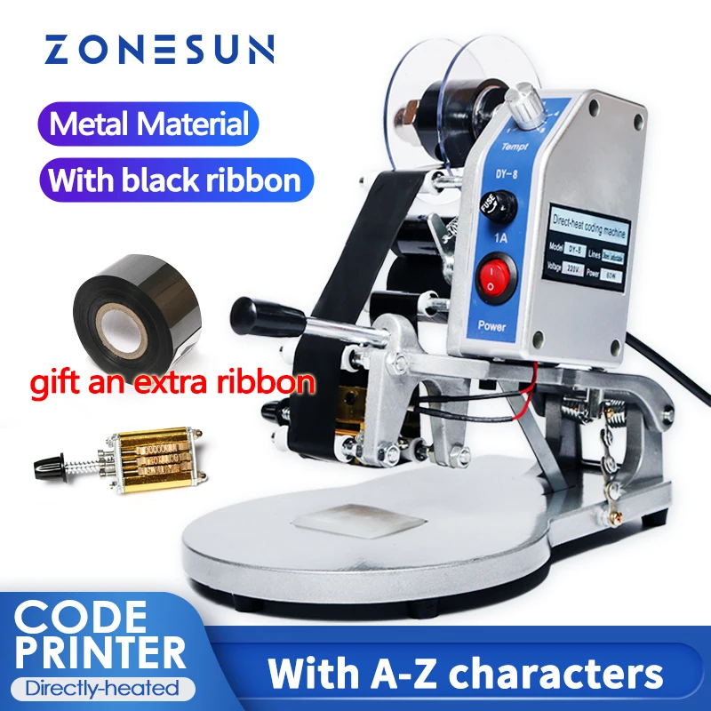 ZONESUN ZS-DY8 Date Coding Machine Printing Machine Manual Expiry Date Code Printers Hot Foll Stamp Coder Expiry Date Machine manual code printer expiry date printing machine production date coder thermal ribbon plastic bags coding hot stamping