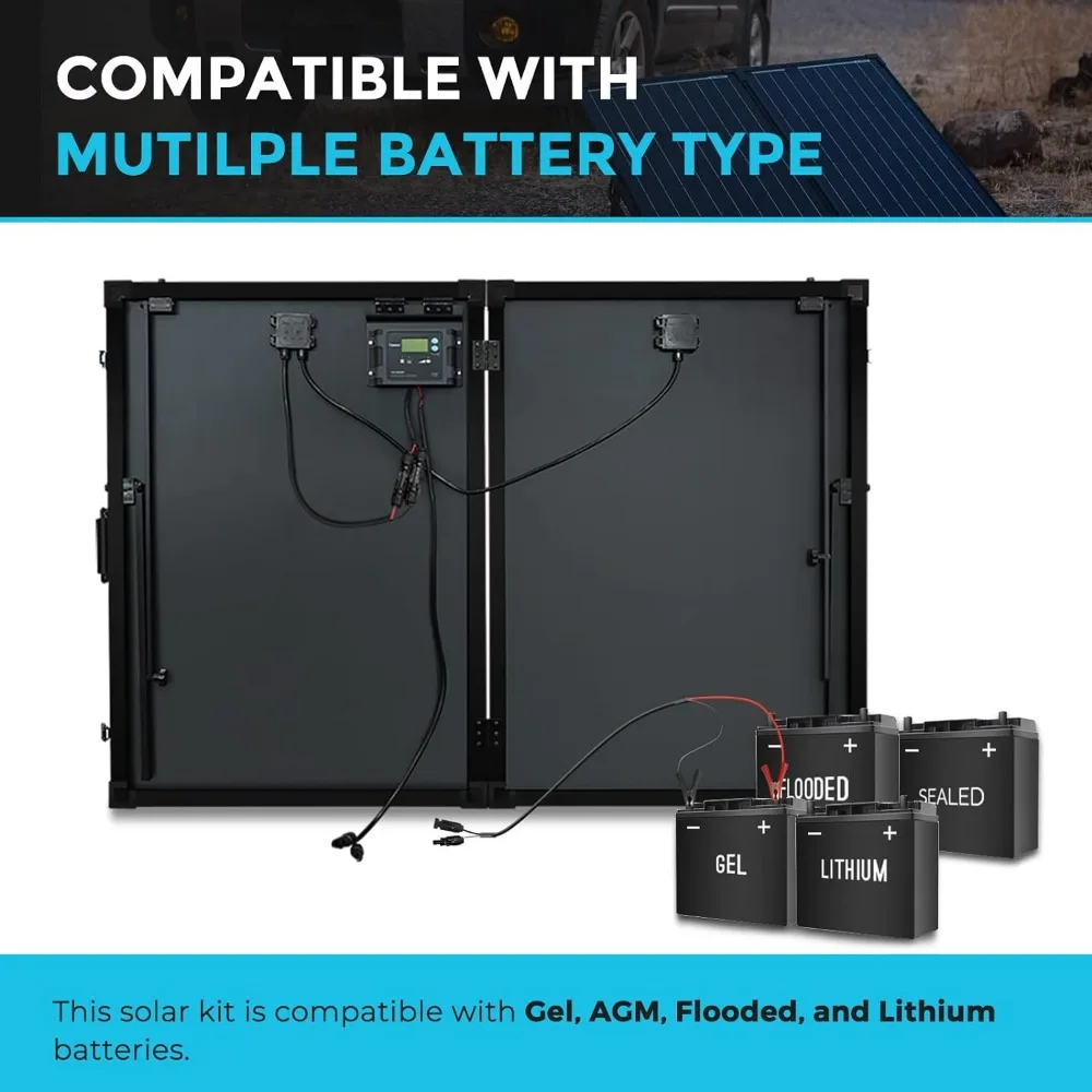 Renogy 200 Watt 12 Volt Portable Solar Panel with Waterproof 20A Charger Controller, Foldable 100W Solar Panel Suitcase