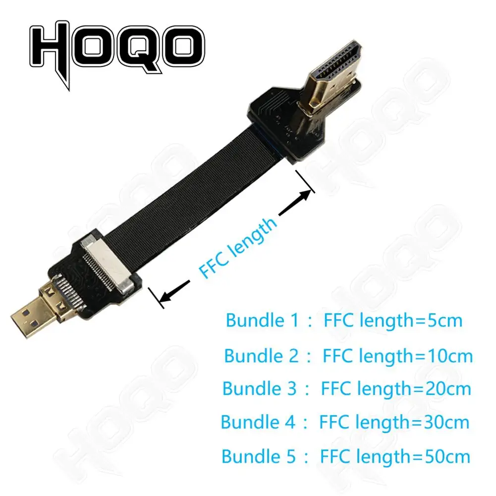 

For Raspberry Pi Ribbon Flat FPV HD Connector Cable Micro HD to HD/Mini HD 90 Degree 5cm-80cm FFC Pitch 20pin Plug Connector