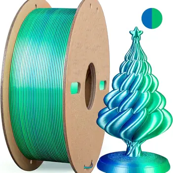 Multicolor 3D Printer Filament,Dual/Tri Color 1.75mm PLA Silk Shiny Printing Filament,250g(0.55lbs) Fit Most FDM 3D Printer 1