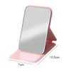 Desktop Makeup Mirror Solid Color PU Leather Simple Portable Handheld Makeup Mirror Foldable Student Compact Cute Pocket Mirror 6