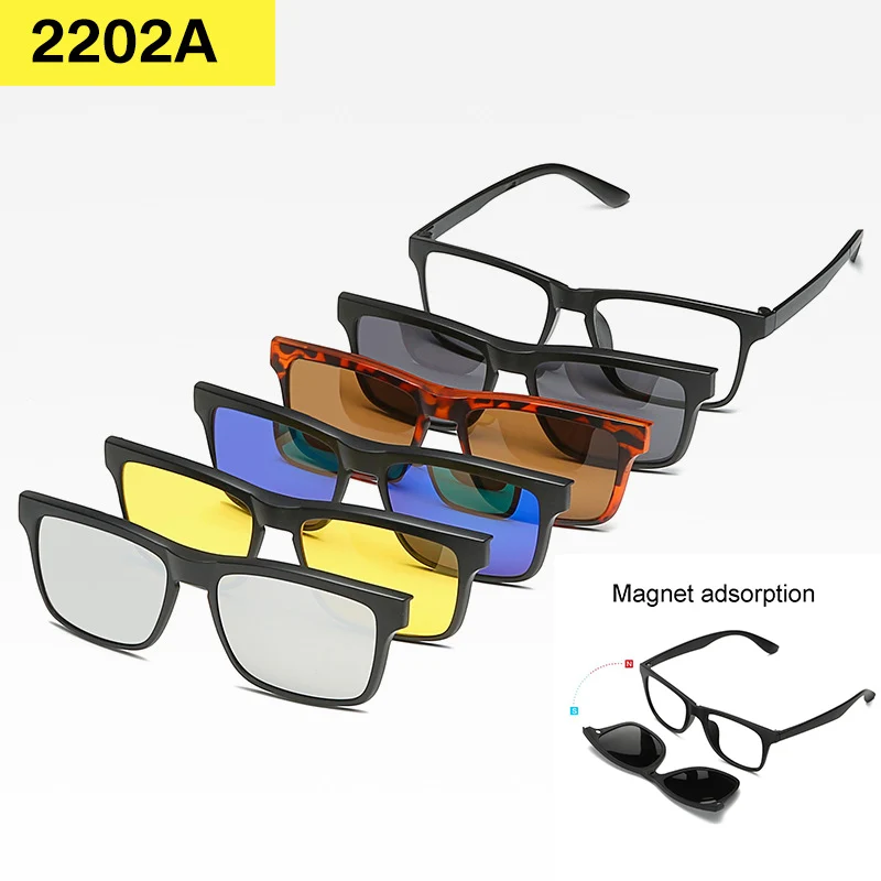 Clip On Sunglasses 6 In 1 Custom Men Women Polarized Optical Magnetic Sunglasses Clip Magnet Clip on Polaroid on Sun Glasses Frame