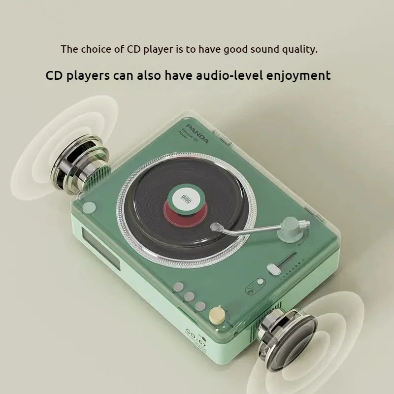 판다 CD 플레이어 CD67 클래식 레트로 스피커 디스크 CD 사운드 시스템, 라인 출력/USB/TF 카드/블루투스 5.0 지원 홈 플레이어 스피커