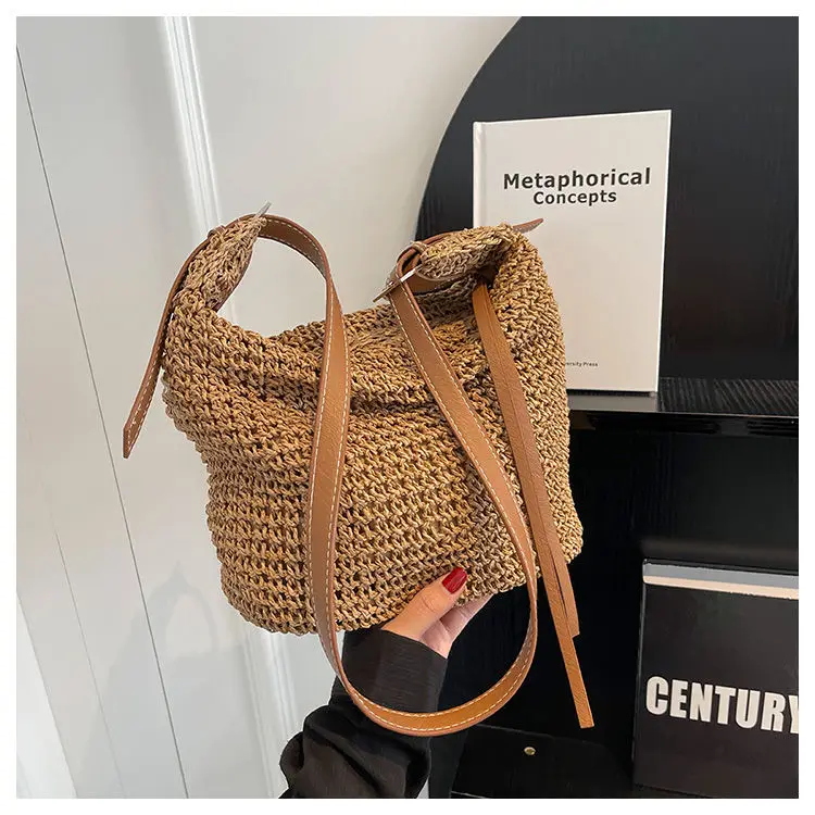 2023 New Fashion Straw Woven Bag Retro Handwoven Tote Women's Bag Casual Simple Versatile Large Capacity Shoulder Bag For Women
