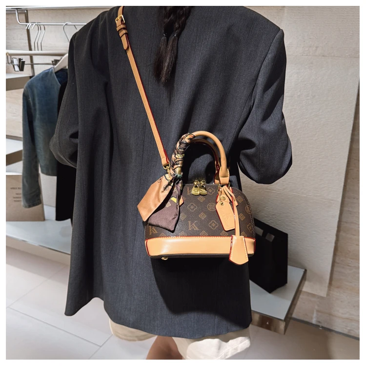 Damen Mini-Shell-Tasche, Seidenschal-Dekoration, Modische Handtasche, Vielseitige Schulter- und Umhängetasche – Detail 27