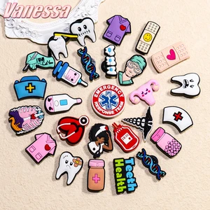 1pcs Medical Shoe Charms for Clog Accessories Girls Teeth Nurse PVC Shoe Decoration Pins for Women Sneakers Summer Gifts