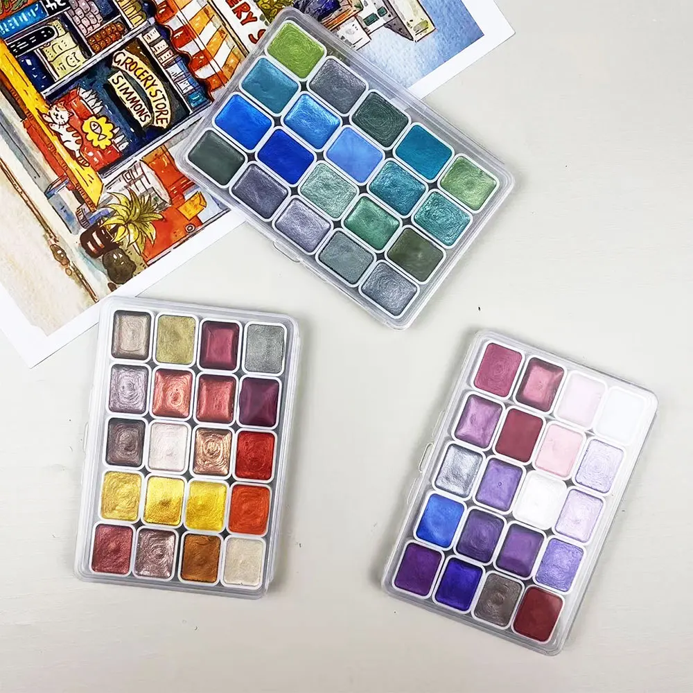 20 color pearl watercolor pigment, solid packaging for traditional Chinese painting, Tangka calligraphy, color painting 3
