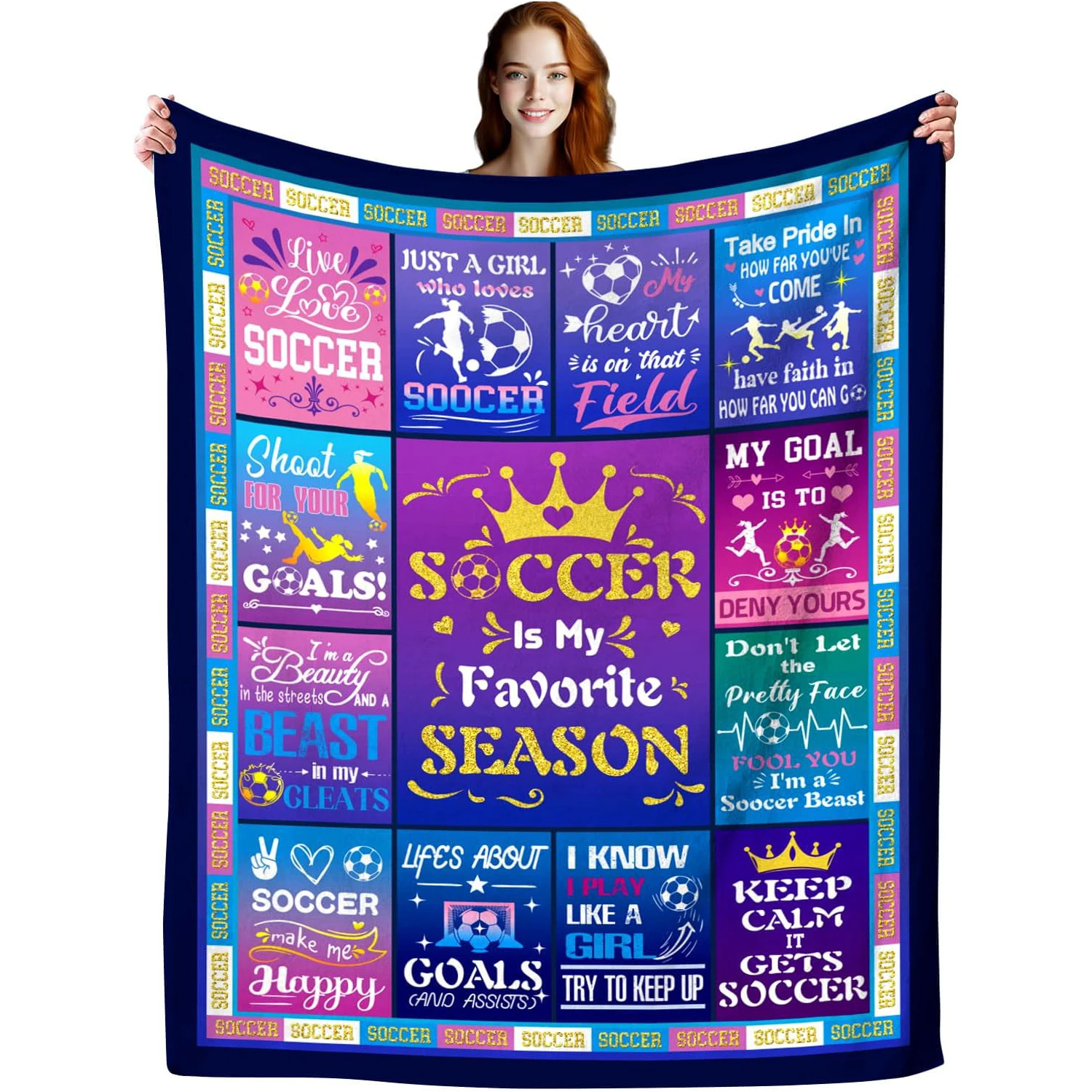 

Soccer Blanket Super Soft Flannel Blankets and Throws Outdoor Football for Bedding Boys Girls Adults Gifts