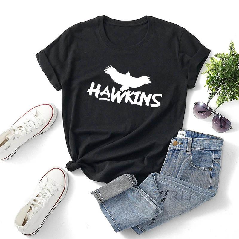 

Женские хлопковые футболки Hawkins с памятью о легенде, отдыхе в спокойствии, мы люблю тебя, летняя футболка, повседневная женская футболка с коротким рукавом