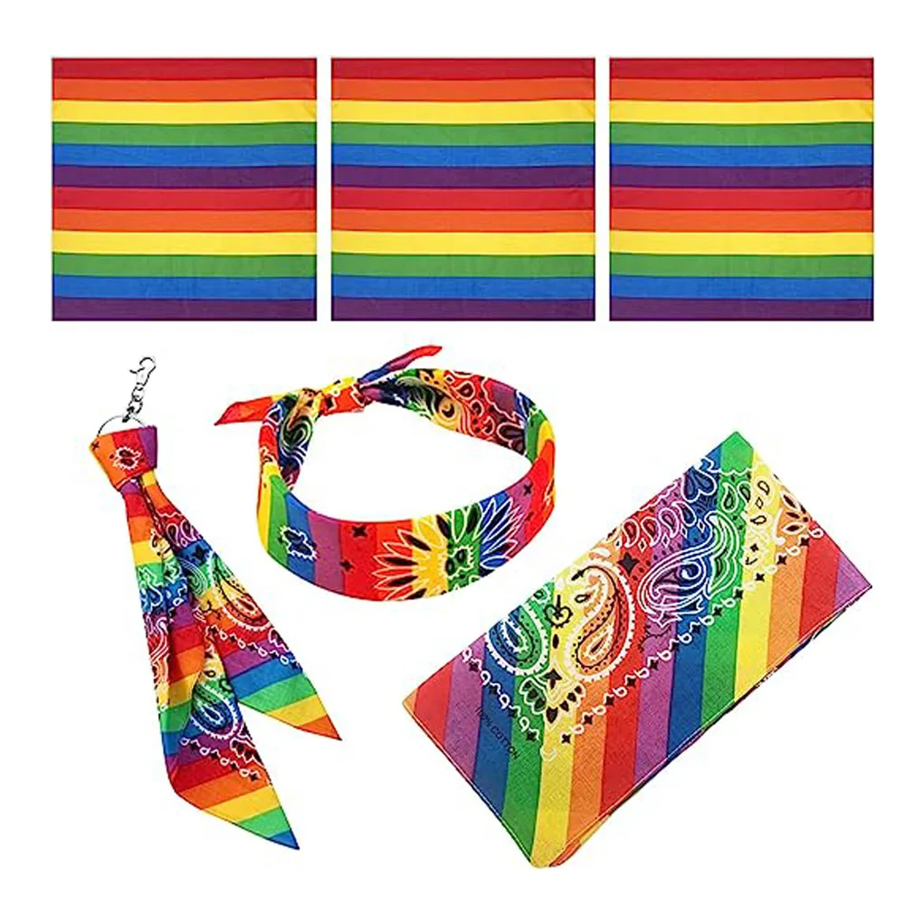 30PCSWholesaleRainbowBandanasLgbtPrideScarfGayBright100Cotton