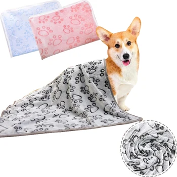 Sa2b5d1bd7d794c79add072792ed8a025g.jpg Dog Bed Mat Blanket Soft Fluffy Pet Sleeping Blanket Cute Paws Pattern Pet Travel Mat Warm Comfortable Blankets for Cat Dogs