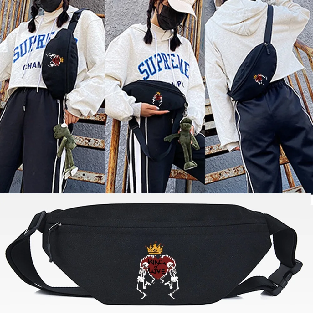 

Waist Bags 2023 New Chest Bag Skull Love Print Casual Outdoor Sports Cross Pack Pouch Ride Gym Pouch Hiking Running Shoulder Bag