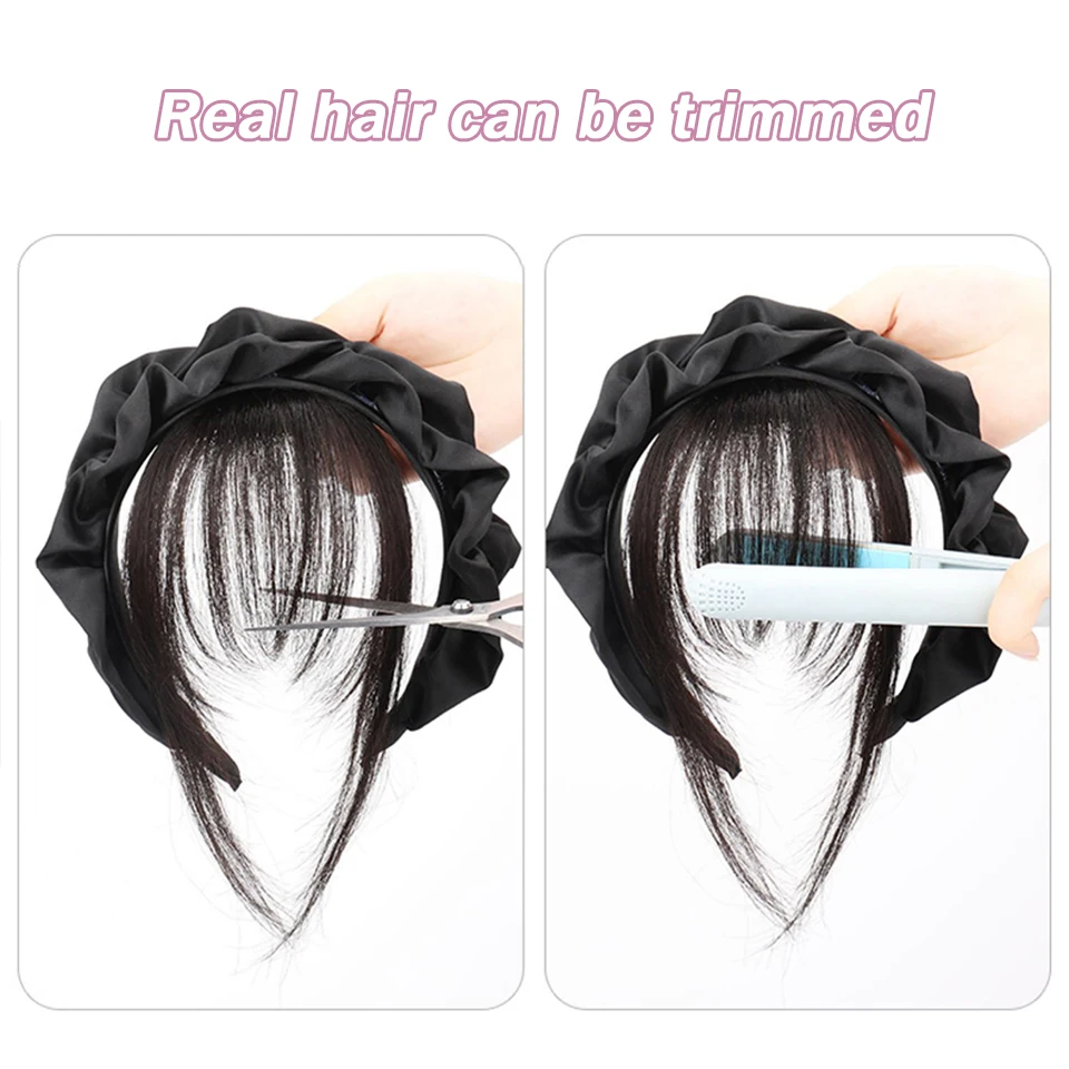 Synthetic Fake Bangs Hair Neat Fringe Bands With Double Row Braids Headband Heat Resistant Bangs In Hair Extensions Hairpiece