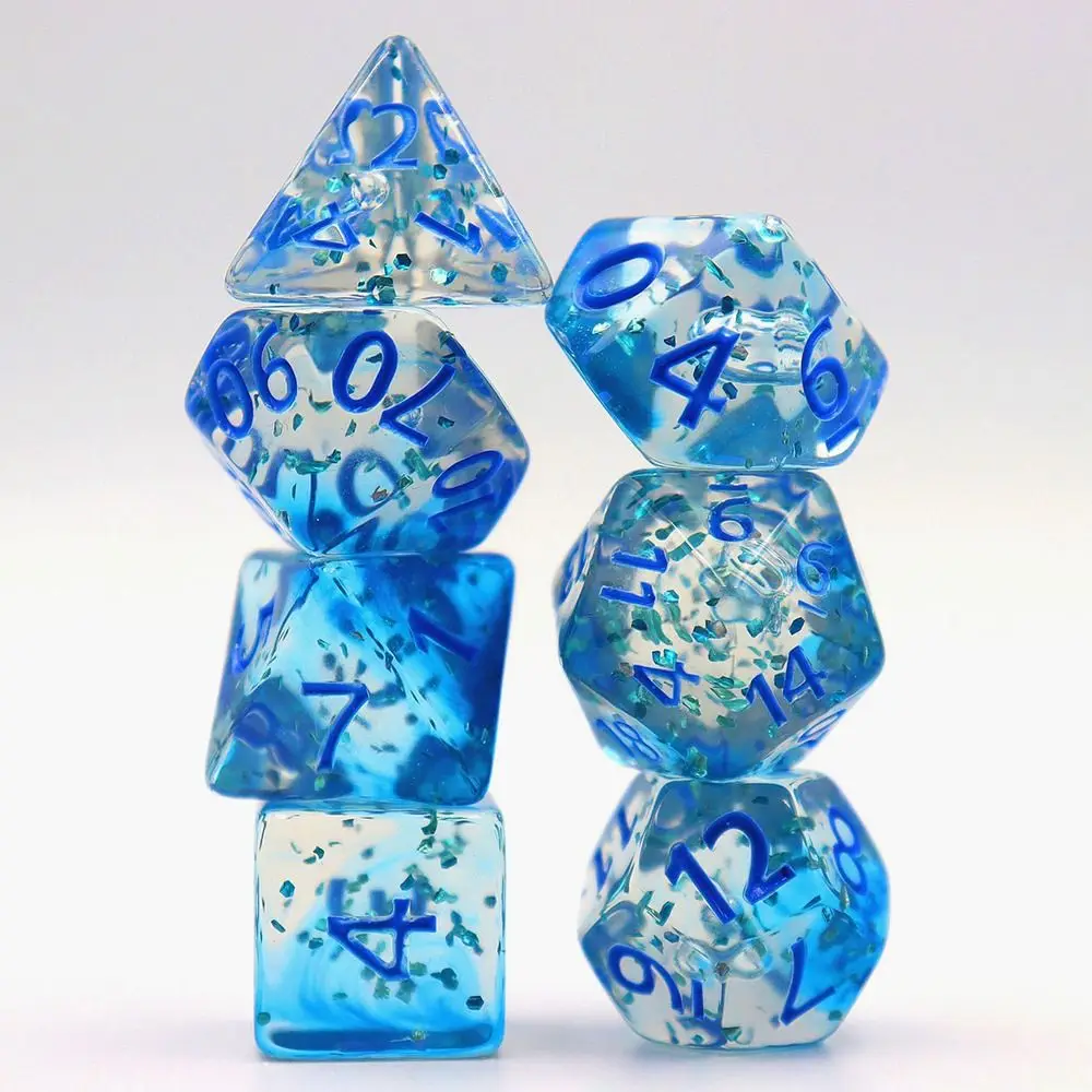 7Pcs/set Multifaceted Digital Dice Set Acrylic Table Game Opaque Polyhedral Dices for DND Dice Tabletop Role-Playing Game
