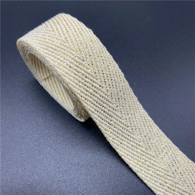 5 야드 골드/실버 100% 코튼 리본 Hserringbone 리본 머리 보우 파티 크리스마스 웨딩 장식 DIY 봉제 공예