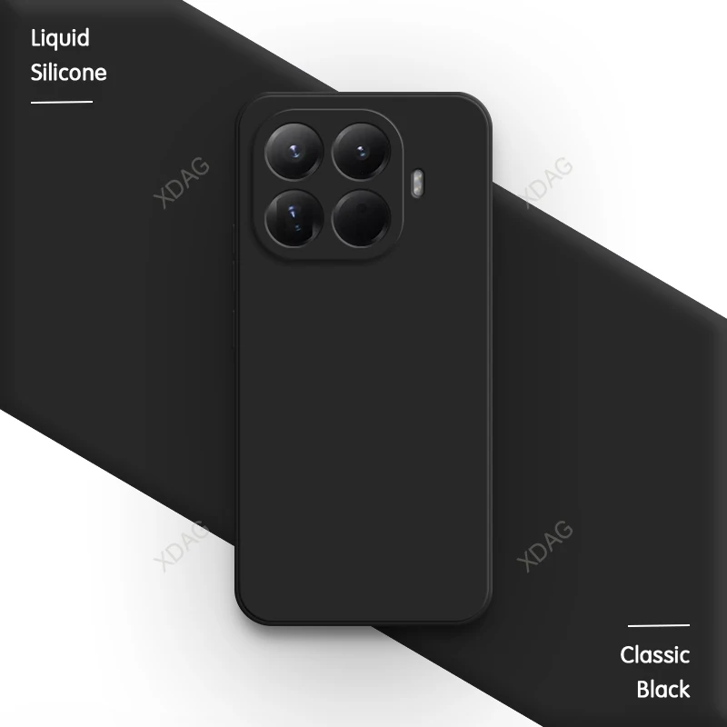 Square Liquid Soft Silicone Phone Case with Shockproof Camera Protection and Classic Back Design